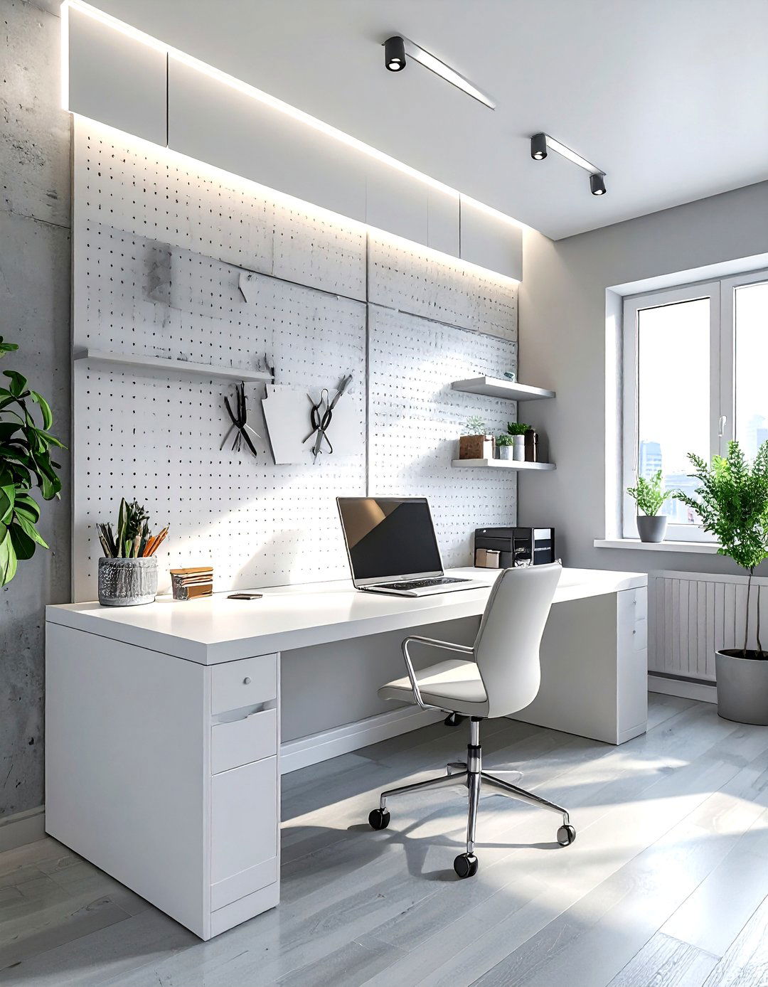 Pegboard wall - 30 home office organization ideas