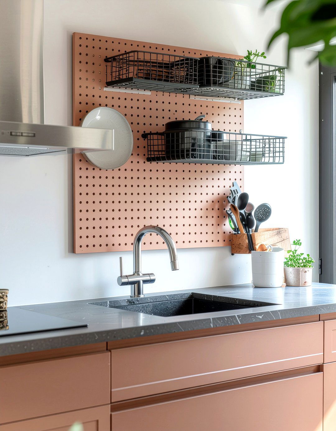 Pegboard wall organizer - 30 dining room storage ideas
