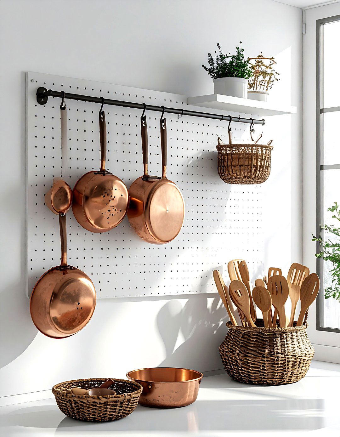 Pegboard wall organizer - 30 DIY kitchen ideas