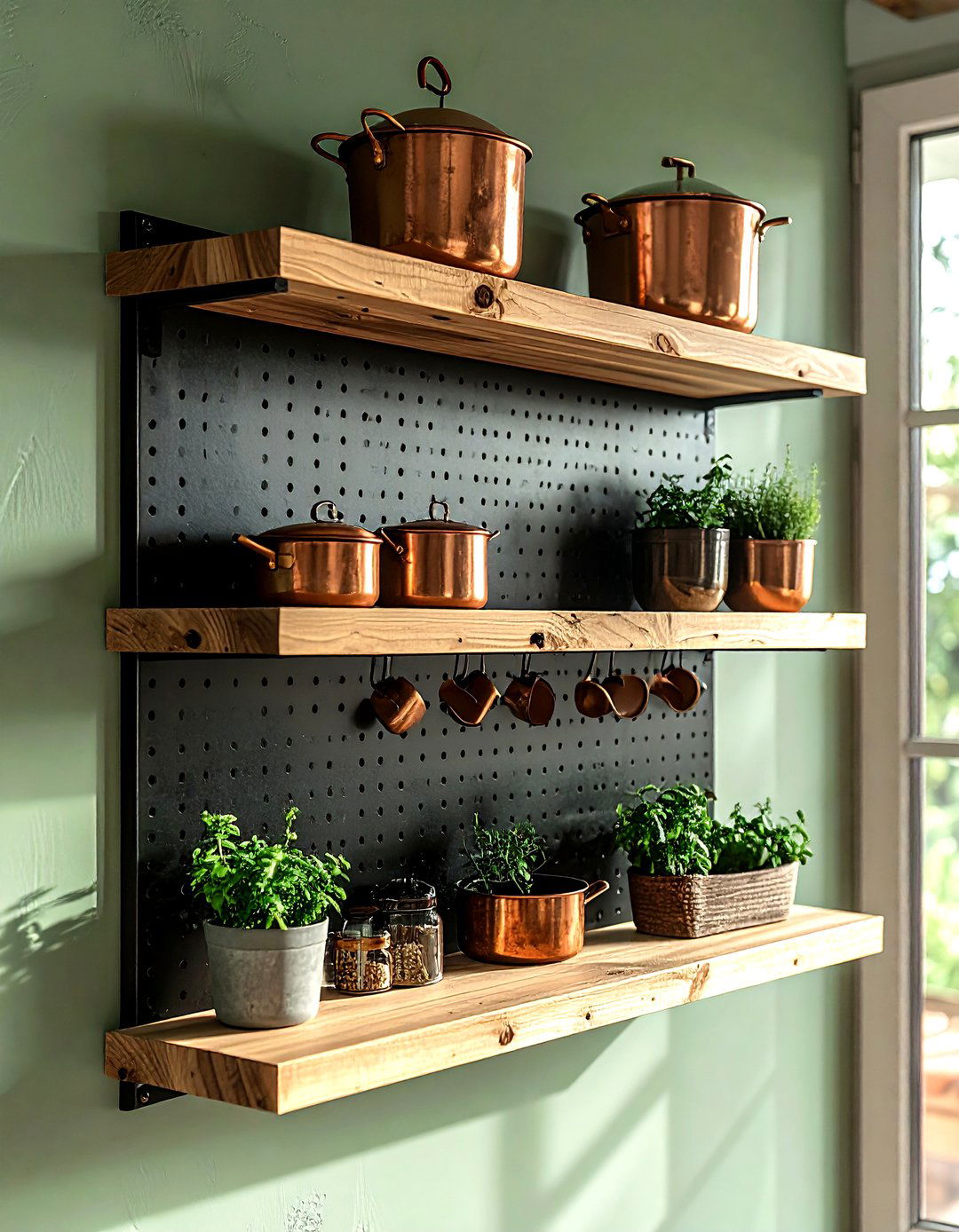 Pegboard wall organizer - 30 kitchen space saving ideas