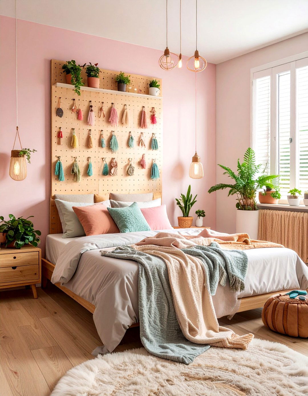 Pegboard wall organizer - 30 bedroom creative storage ideas