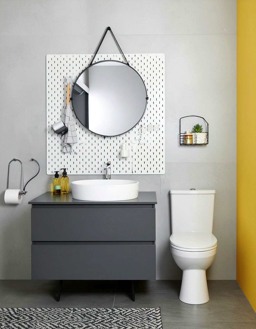 Pegboard wall organizer - 30 bathroom creative storage ideas