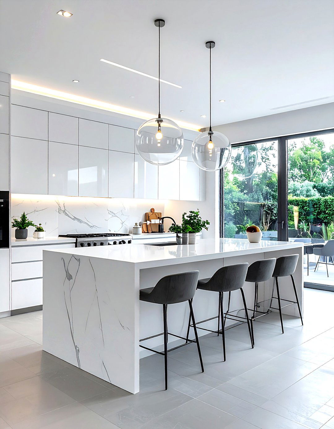 Pendant Light Island - 30 L-shaped kitchen island ideas