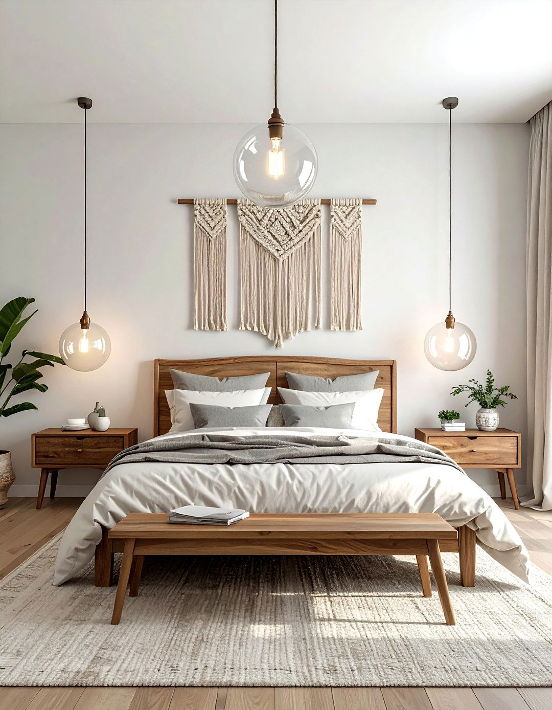 Pendant light over nightstand - 30 bedroom layered lighting ideas