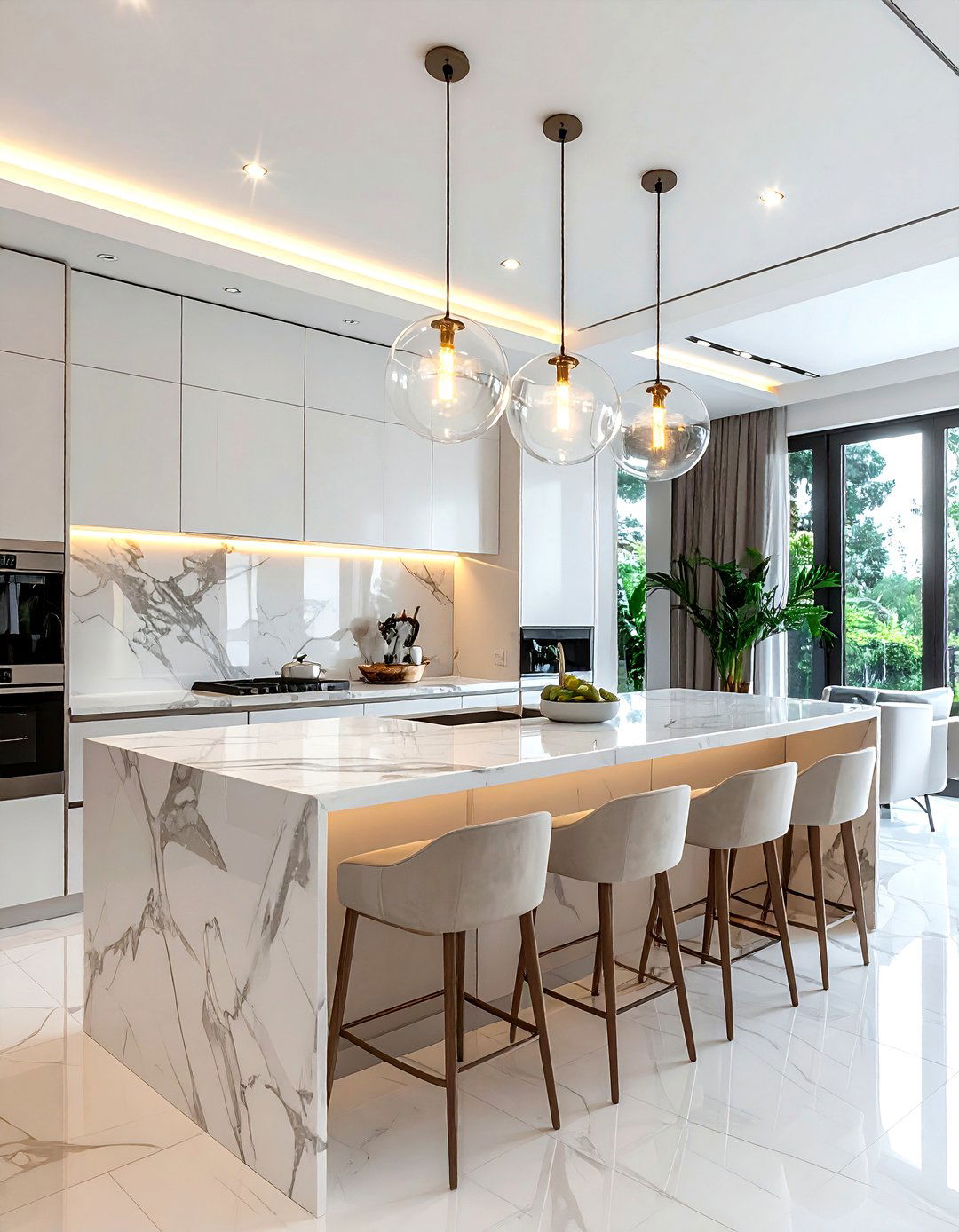 Pendant lighting over island - 30 condo kitchen ideas