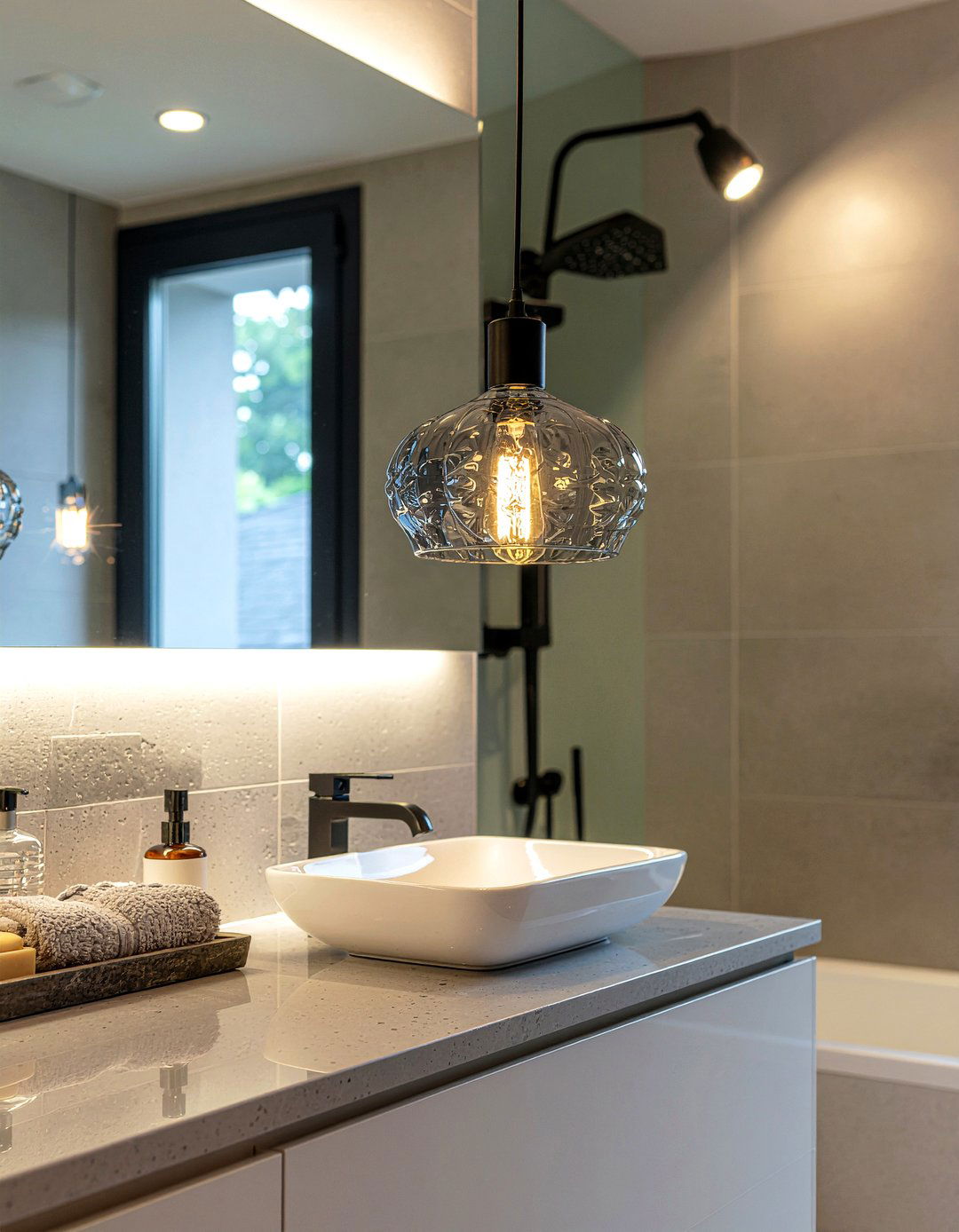 Pendent Light - 30 bathroom focal point ideas