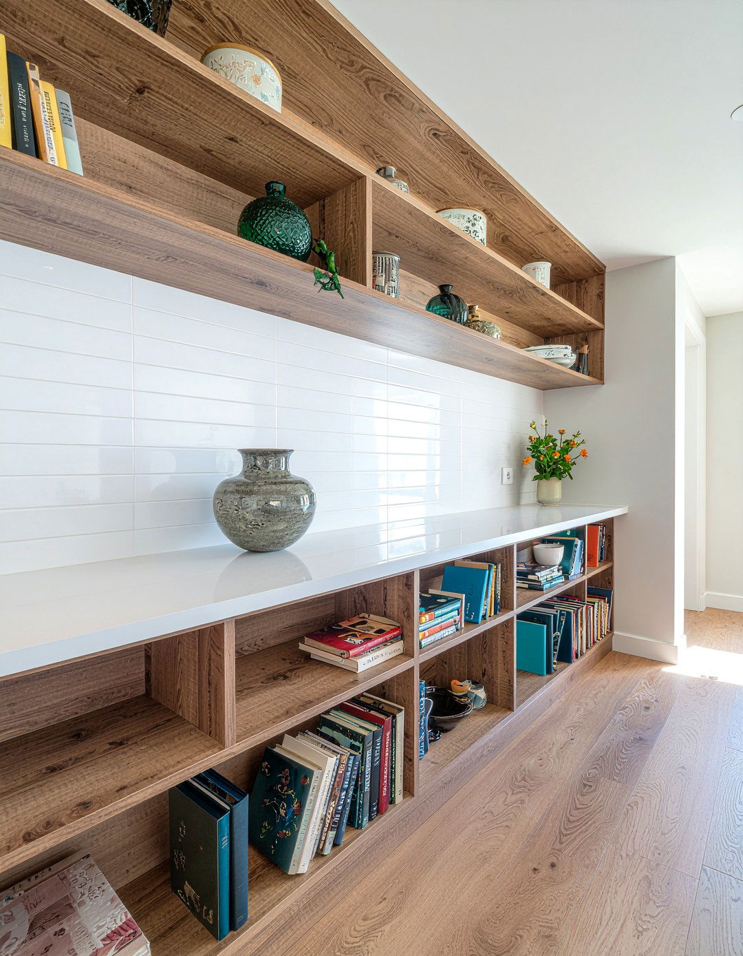 Peninsula Bookshelf - 30 kitchen peninsula ideas