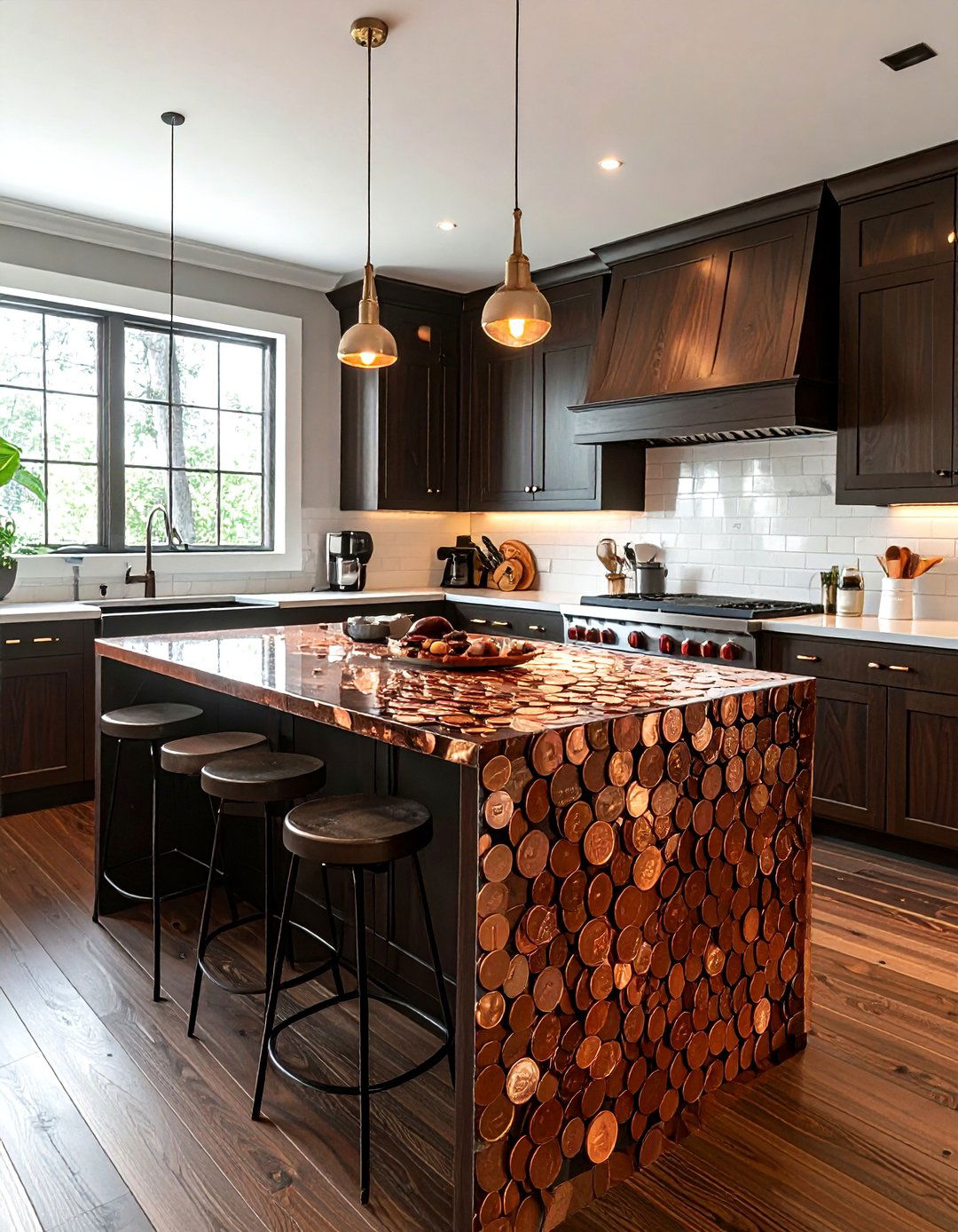 Penny Kitchen Countertop - 30 DIY kitchen countertop ideas