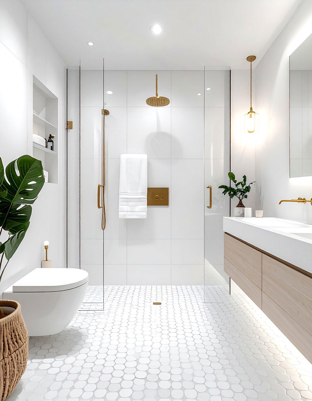 Penny Round Tile - 30 textured tile bathroom ideas