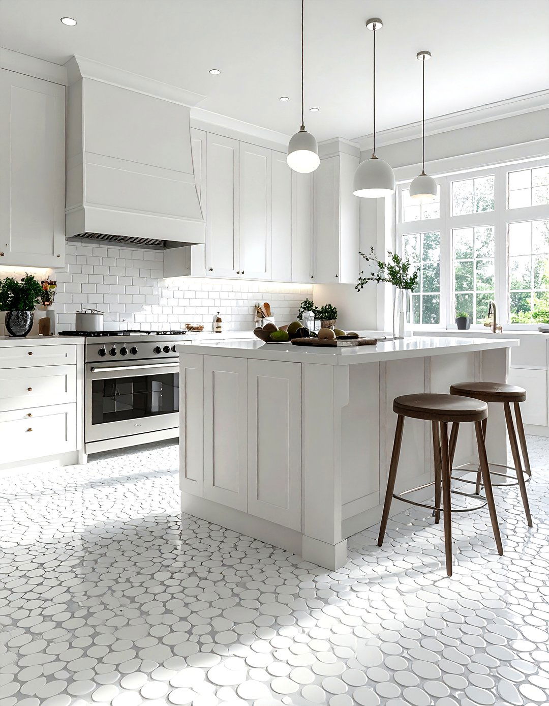 Penny Tile - 30 kitchen floor design ideas