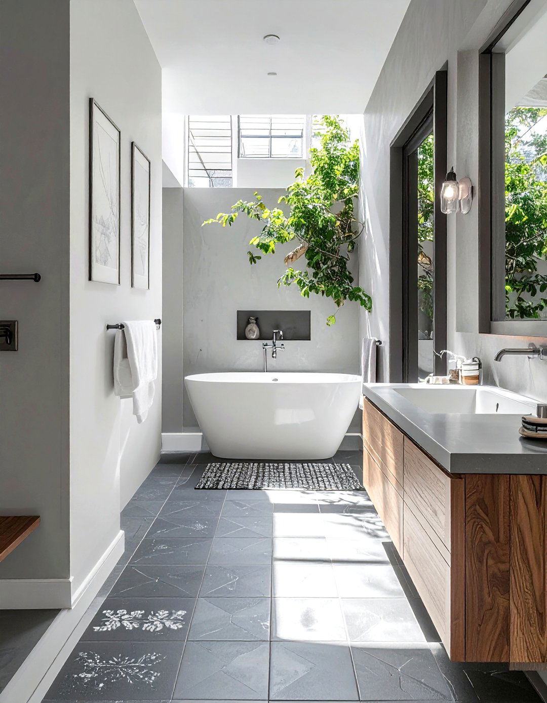 Penny Tile Floor - 30 small bathroom tile ideas