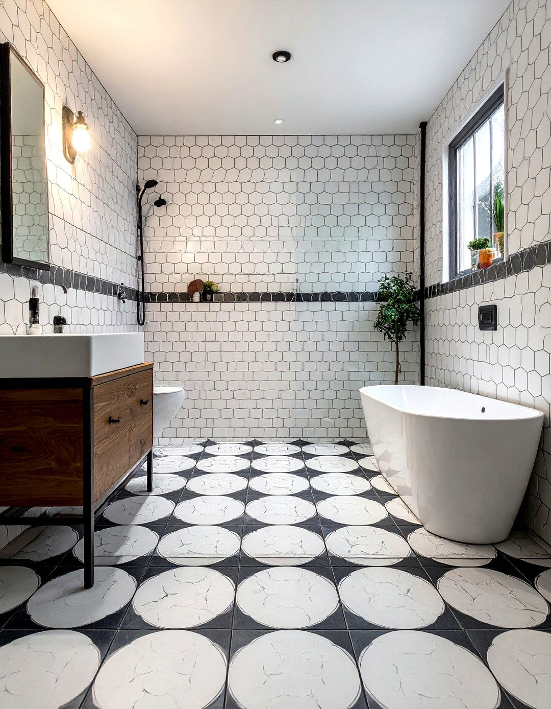 Penny tile bathroom - 30 Fixer Upper bathroom ideas