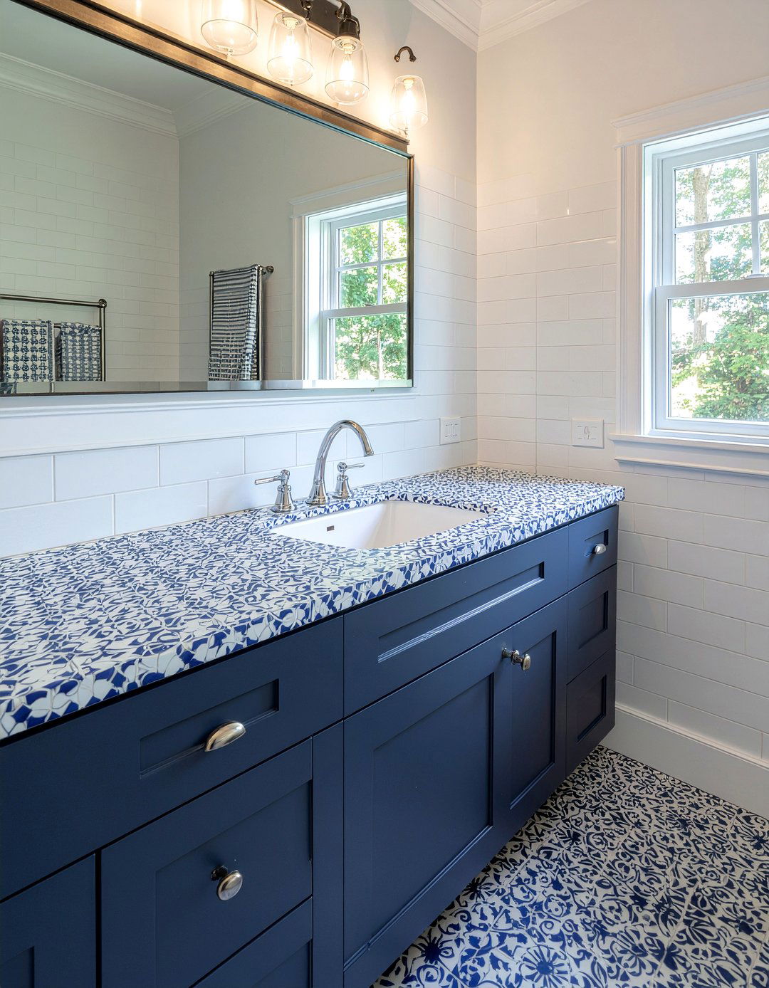 Penny tile bathroom countertop - 30 bathroom countertop ideas