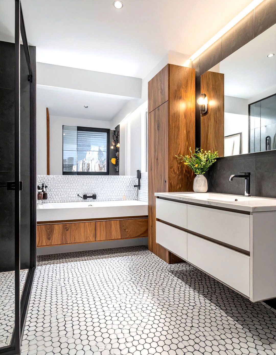 Penny tile bathroom floor - 30 small tile bathroom ideas