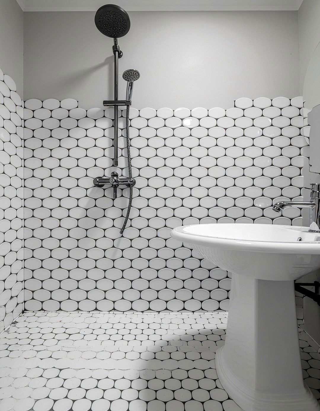 Penny tile bathroom wall - 30 bathroom textured wall ideas