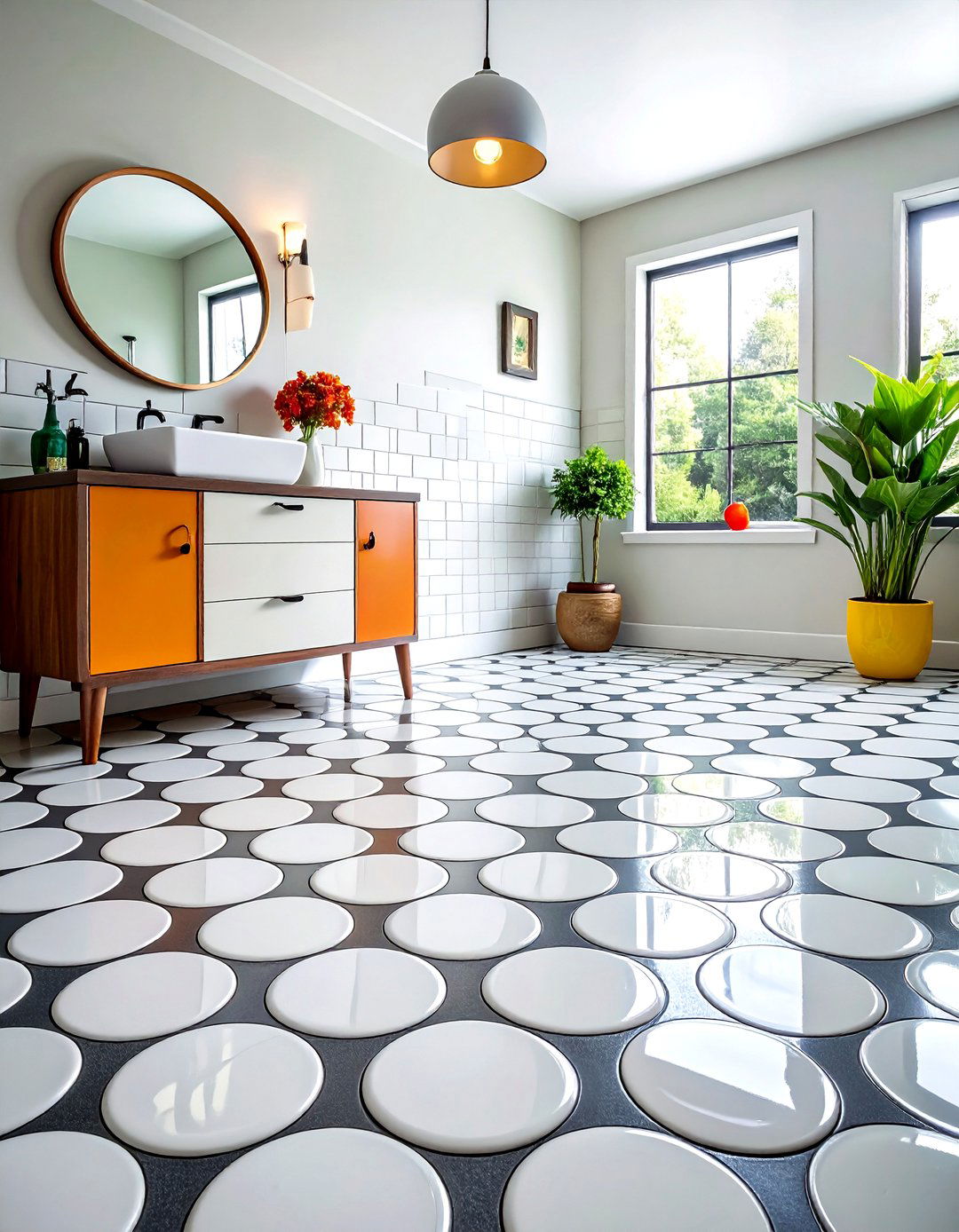 Penny tile floor - 30 non-slip bathroom floor ideas