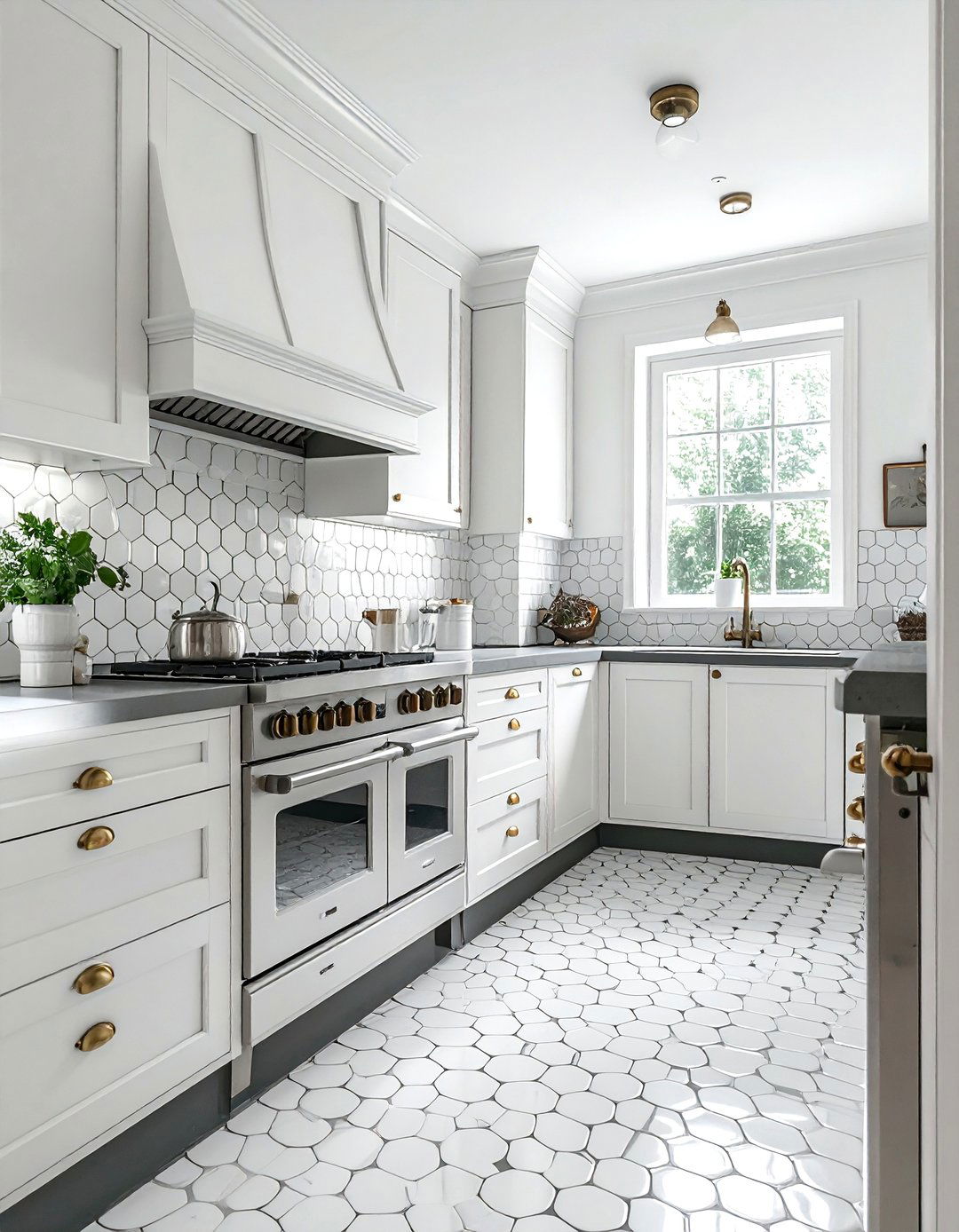 Penny tile kitchen floor - 30 ceramic tile floor kitchen ideas