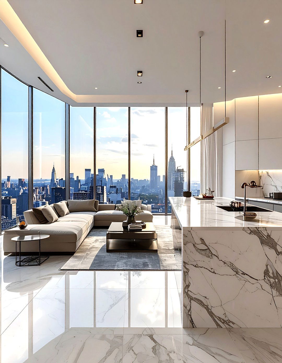 Penthouse living room kitchen - 30 living room kitchen combo ideas