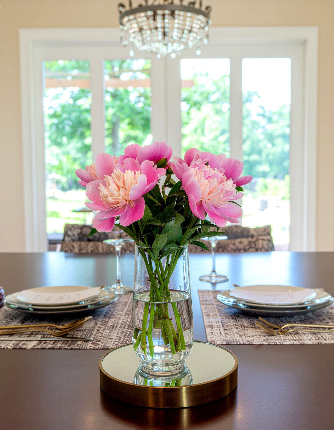 Peonies In Glass Vase - 30 dining room faux flower ideas