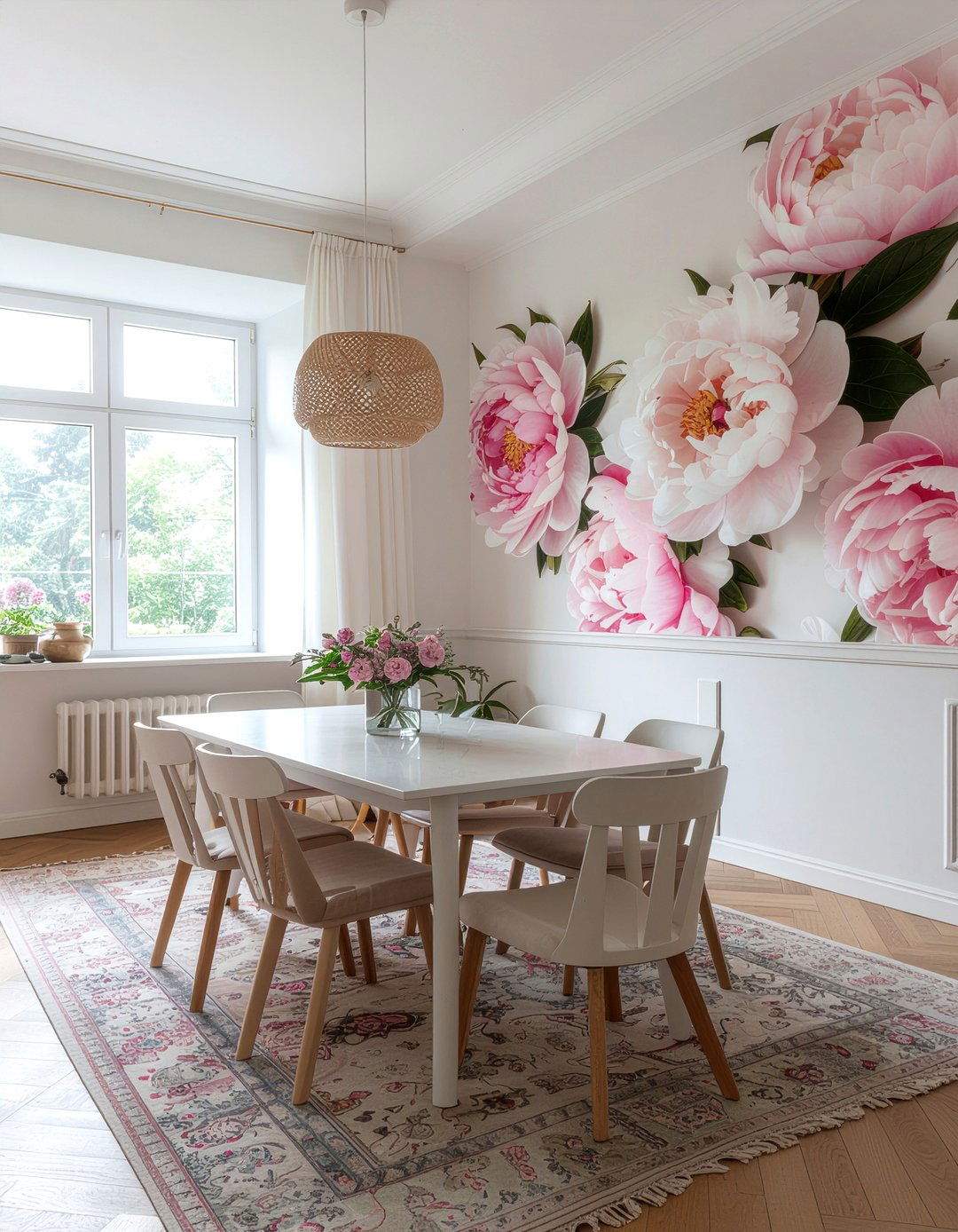 Peony Ceiling Wallpaper Dining Room - 30 dining room wallpapered ceiling ideas