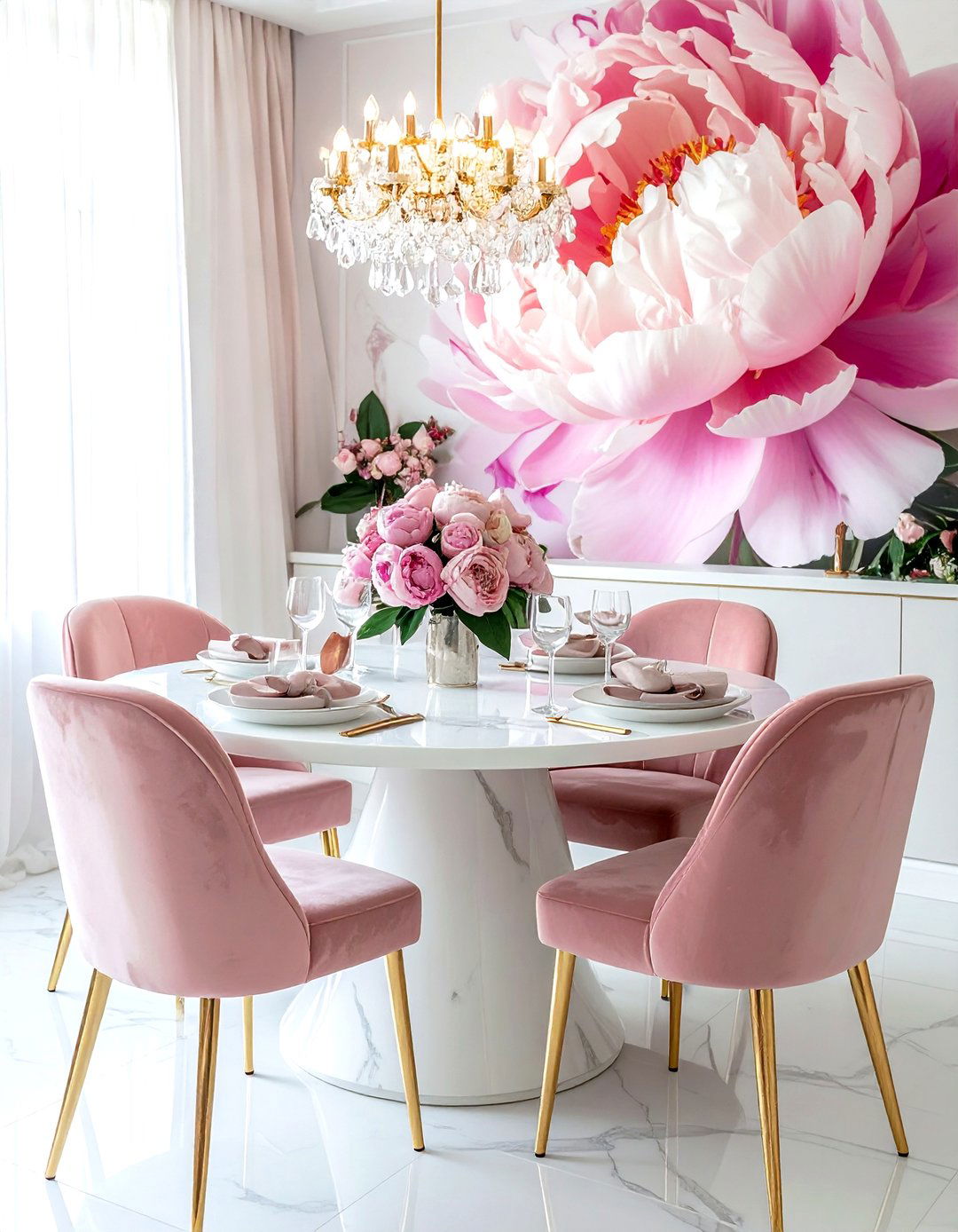 Peony Theme Dining Room - 30 floral dining room ideas