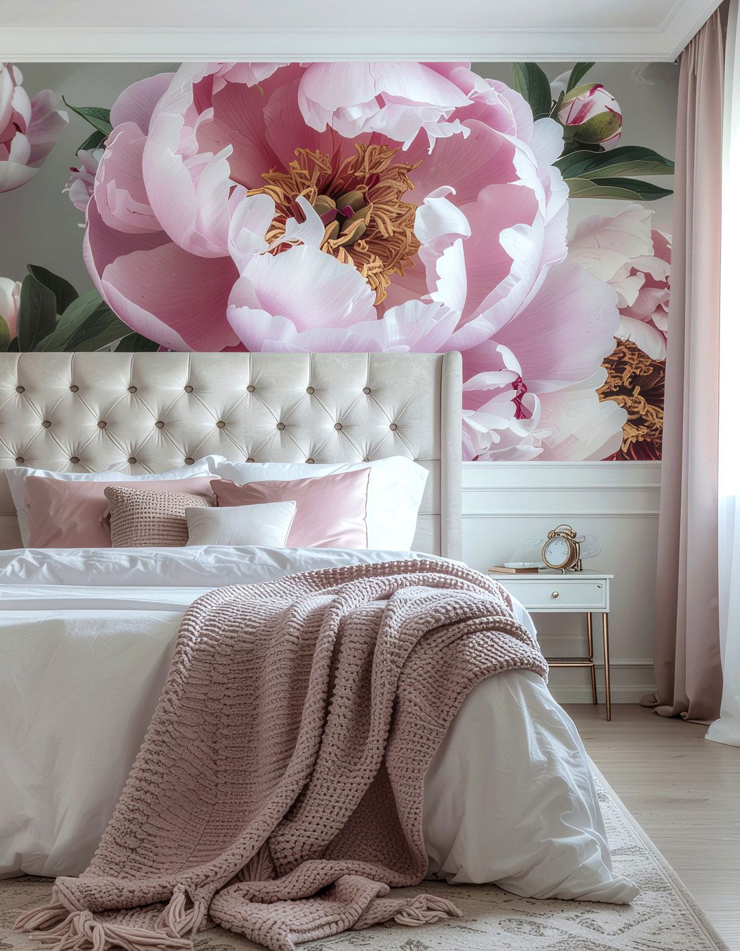 Peony floral wallpaper - 30 bedroom botanical wallpapers