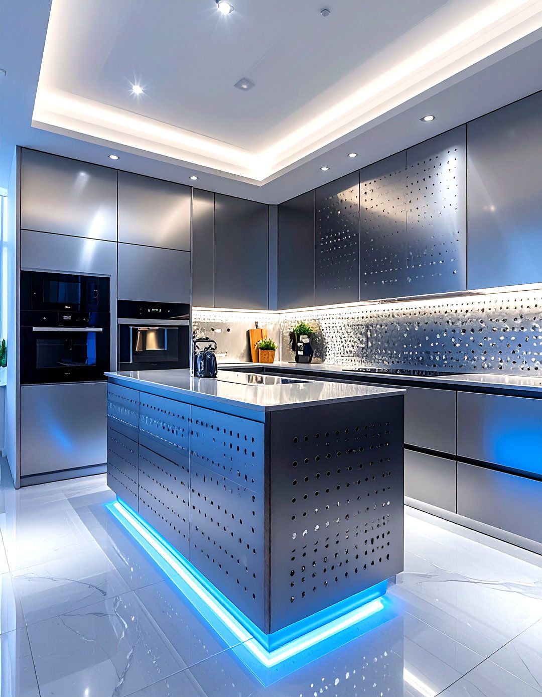 Perforated Metal Kitchen - 30 metal kitchen ideas