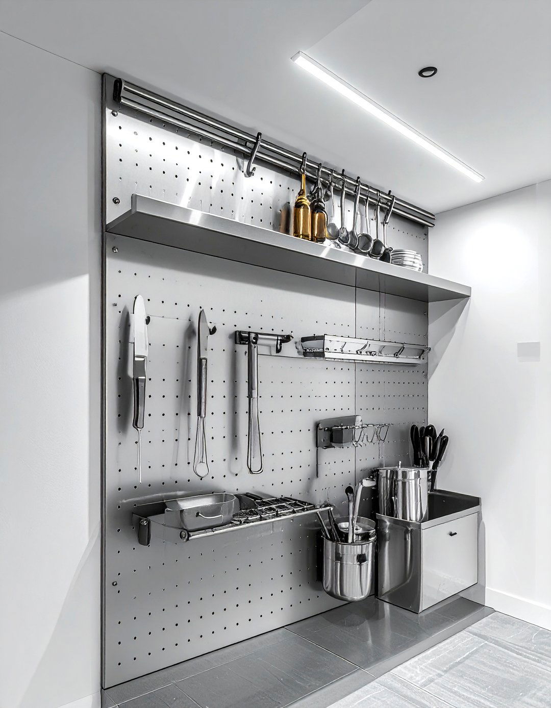 Perforated Metal Panel - 30 utensil storage kitchen ideas