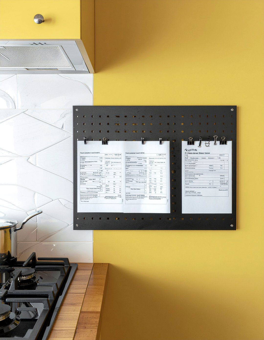 Perforated metal board - 30 kitchen message board ideas