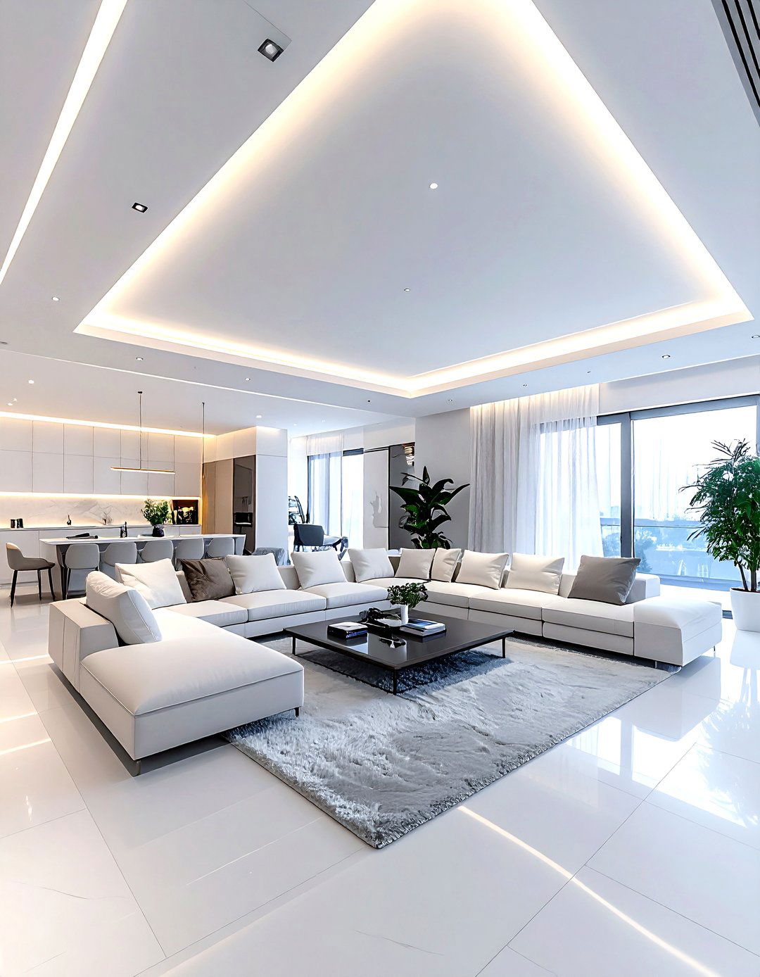 Perimeter LED ceiling - 30 living room smooth ceiling ideas