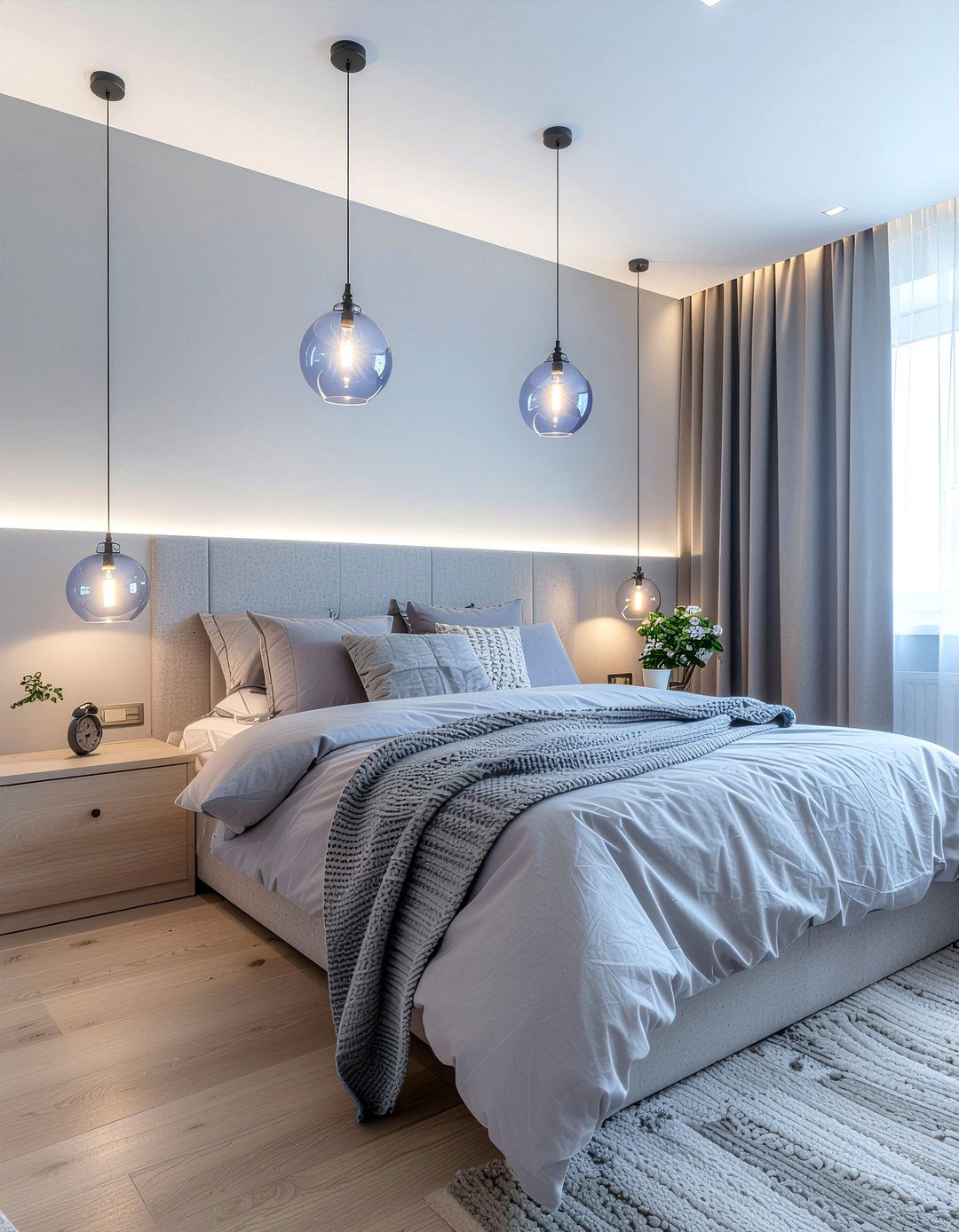 Periwinkle Bedroom Lighting - 30 cool toned bedroom ideas