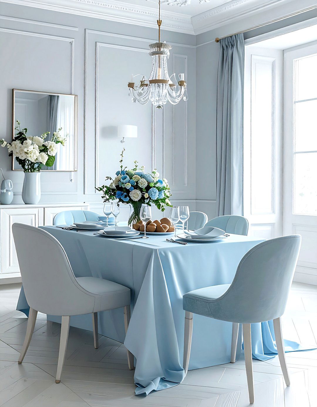 Periwinkle Blue And Pearl Gray Dining Room - 30 blue and gray dining room ideas