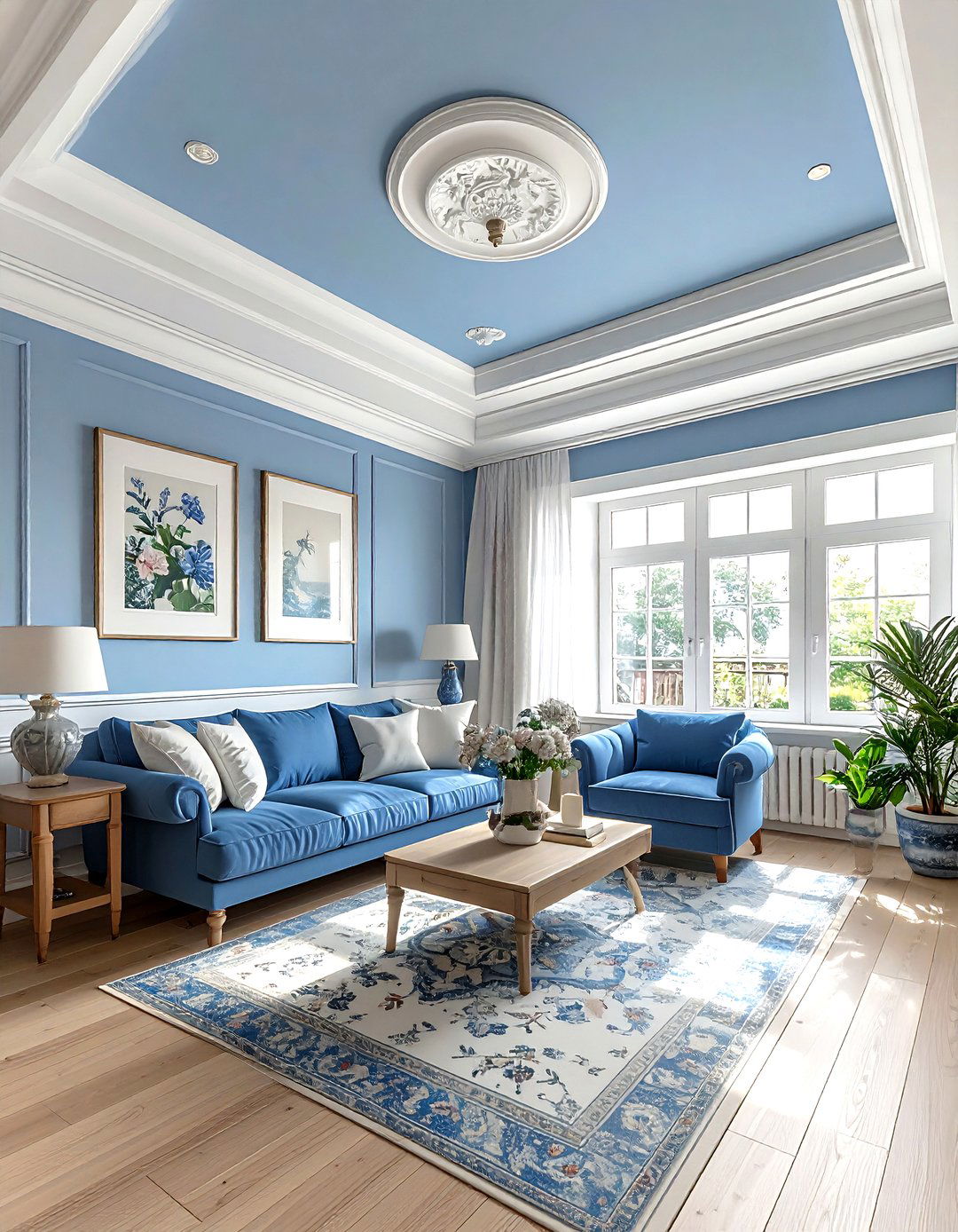 Periwinkle Blue Living Room Ceiling - 30 living room blue ceiling ideas