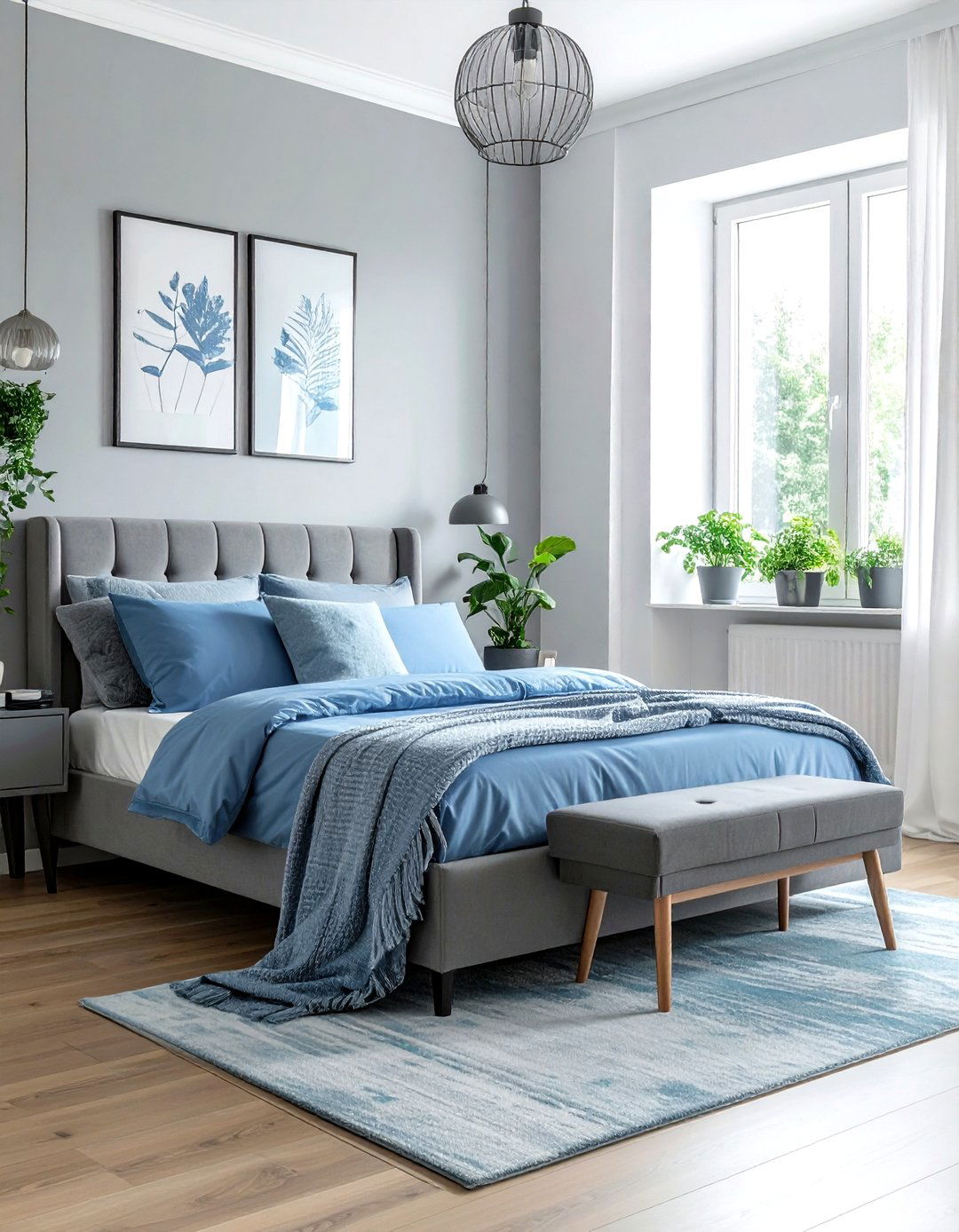 Periwinkle Blue and Smoke Gray - 30 blue and gray bedroom ideas
