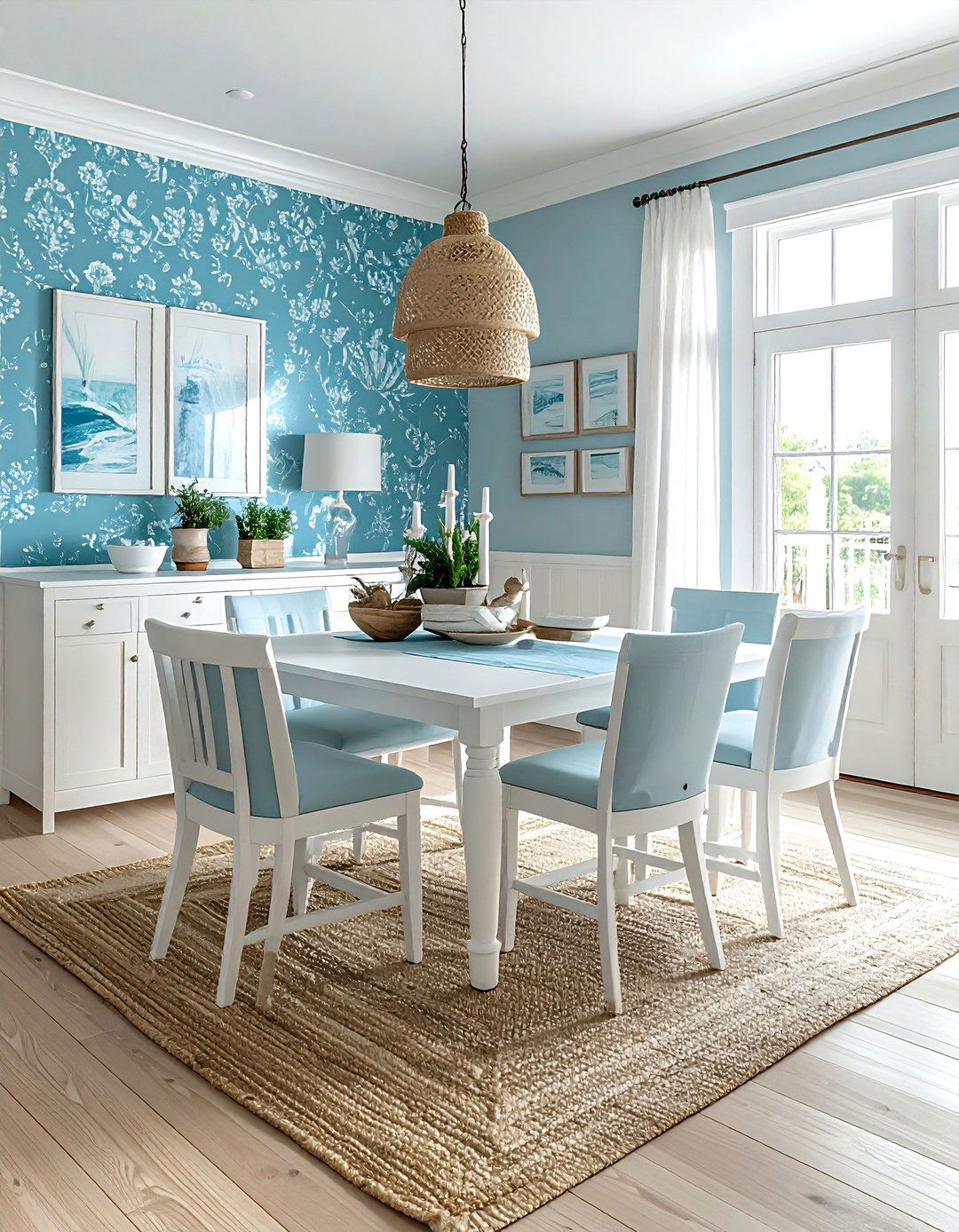 Periwinkle and white dining room - 30 purple dining room color schemes