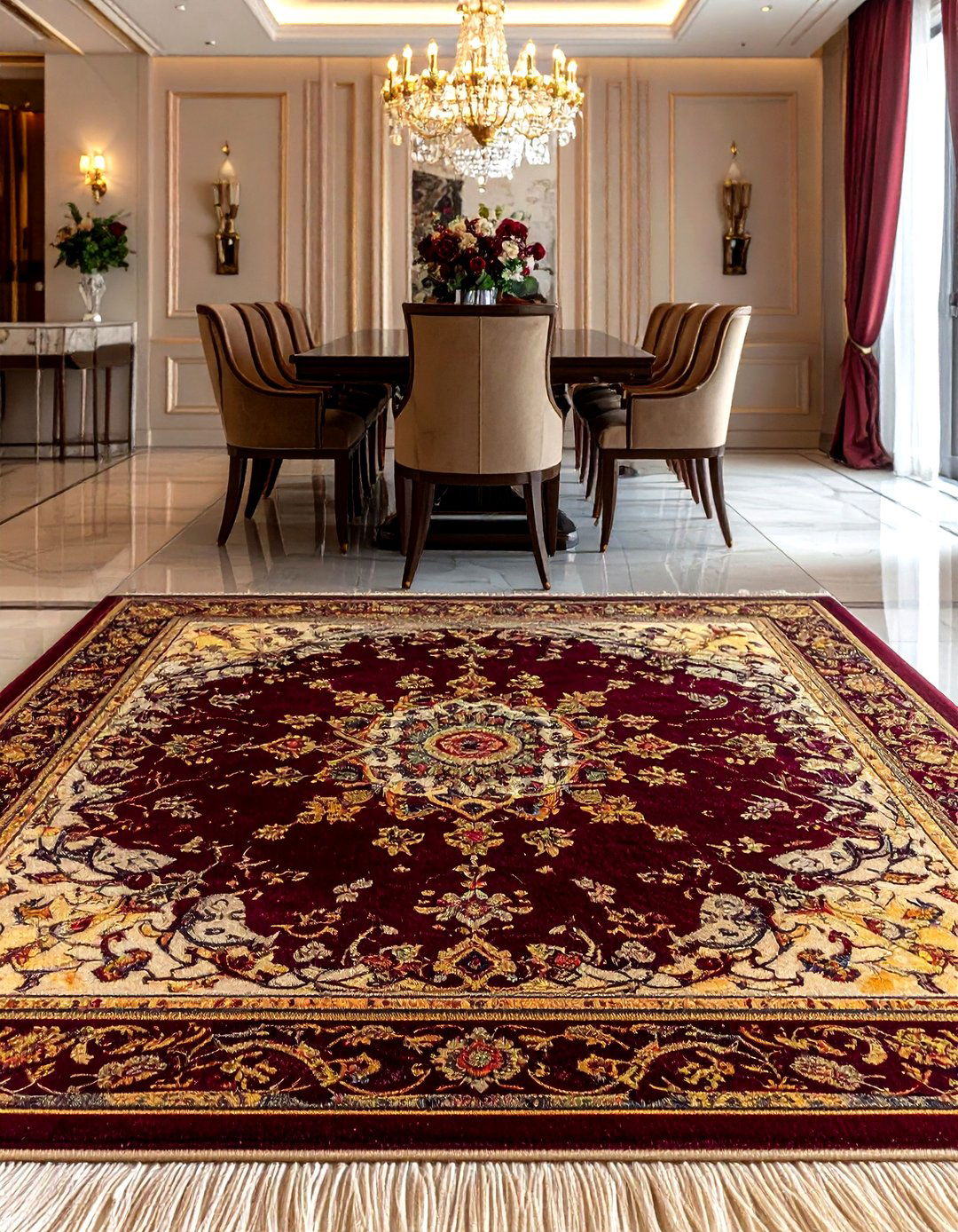 Persian Style Square Rug - 30 square rug dining room ideas