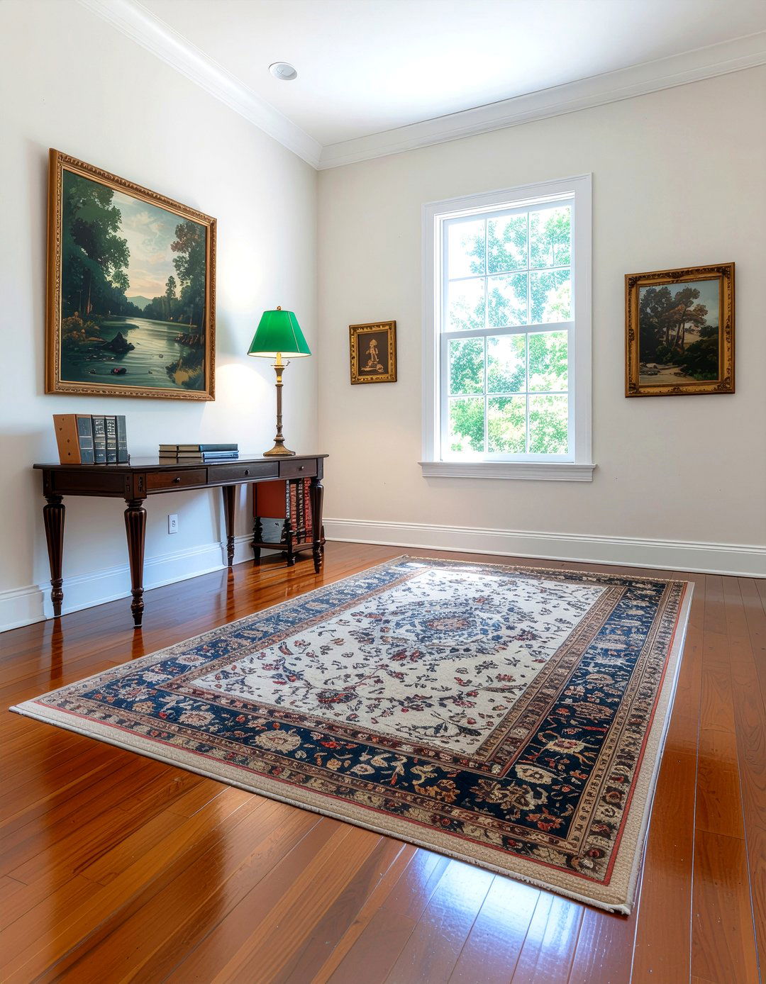 Persian rug on sisal rug - 30 layered rug ideas