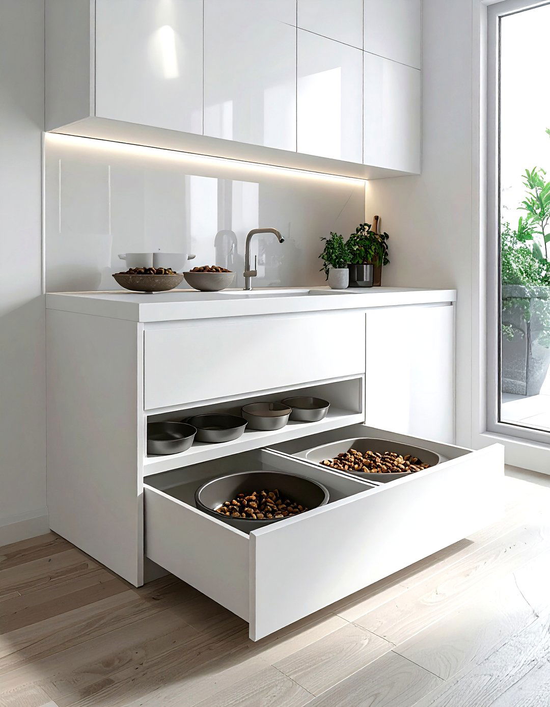 Pet feeding station - 30 kitchen cabinet storage ideas