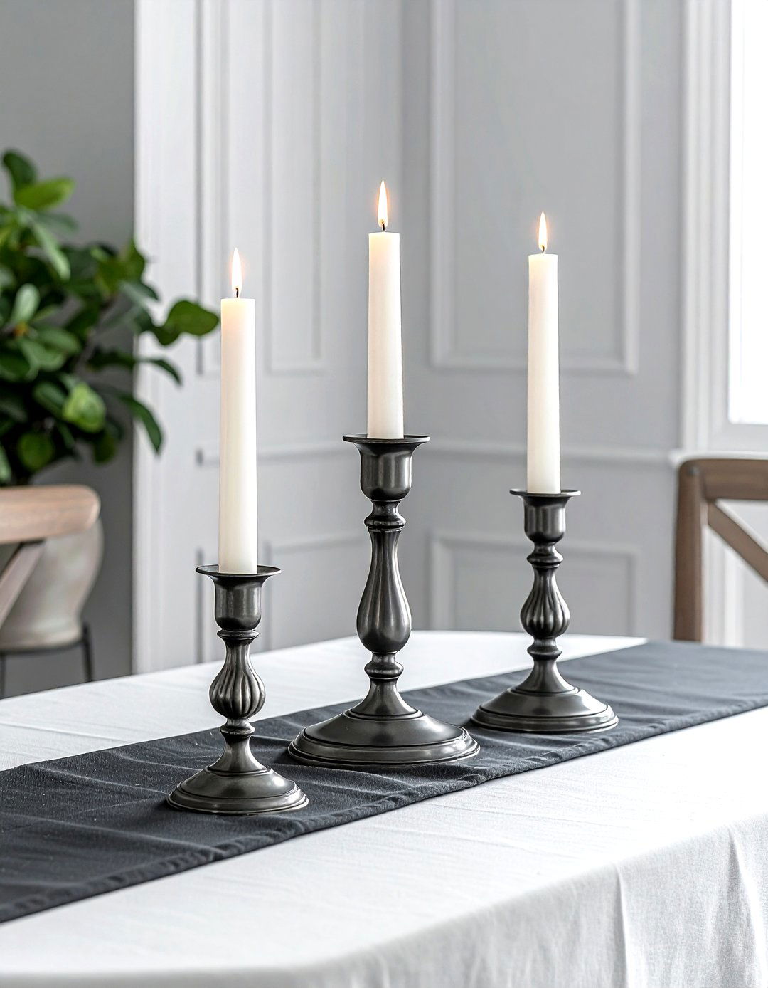 Pewter Candle Holder - 30 grey dining room accessories ideas