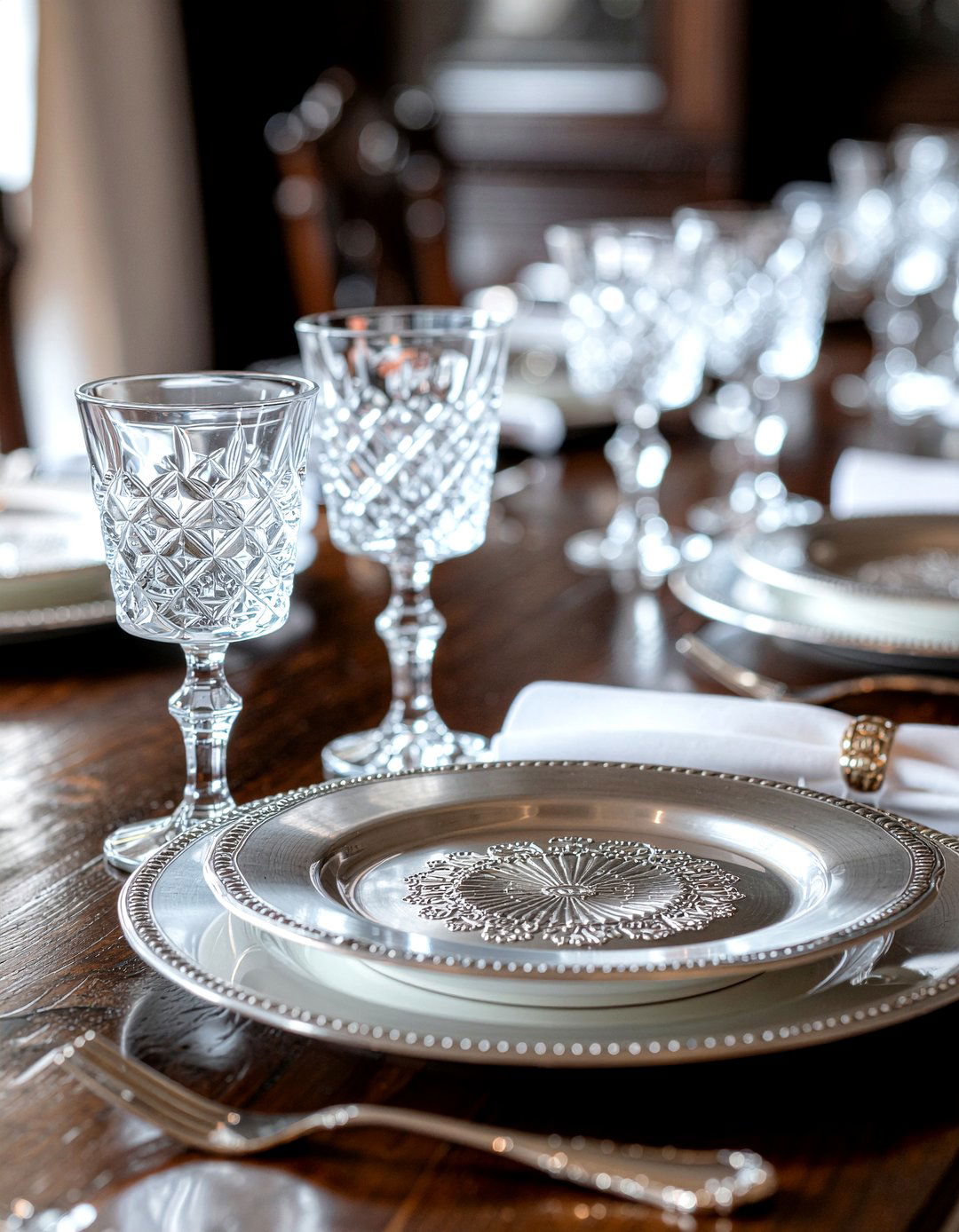 Pewter charger plates - 30 charger plate dining ideas