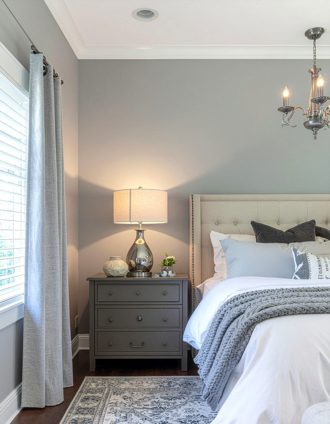 Pewter gray bedroom lighting - 30 all gray bedroom ideas