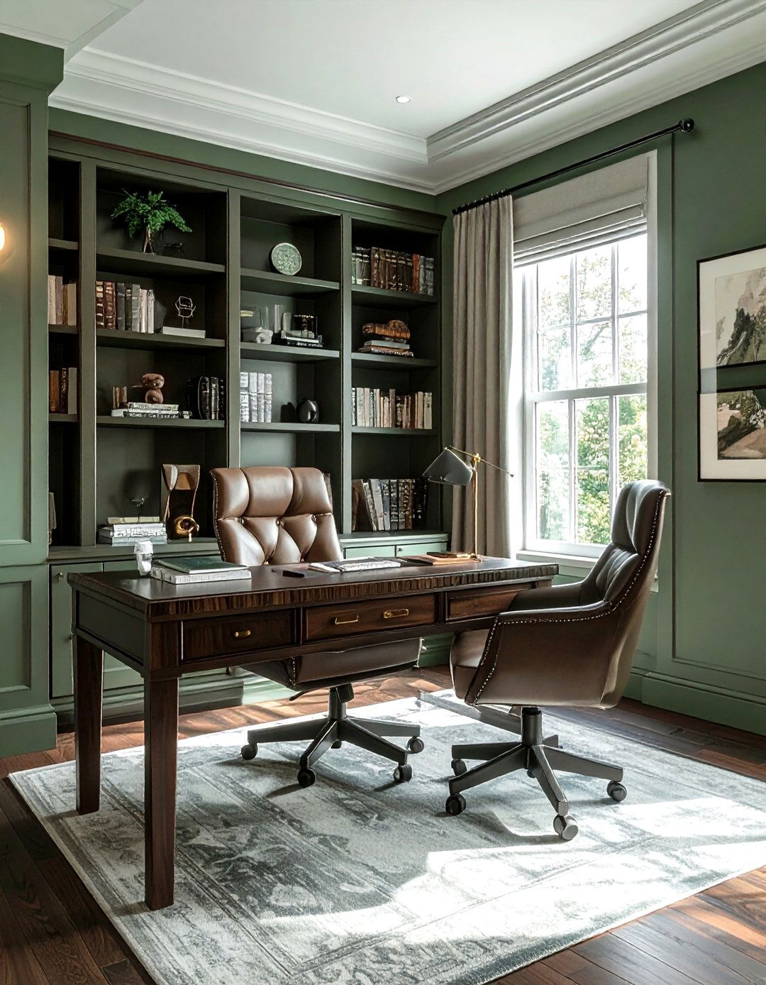 Pewter green home office - 30 green decor ideas