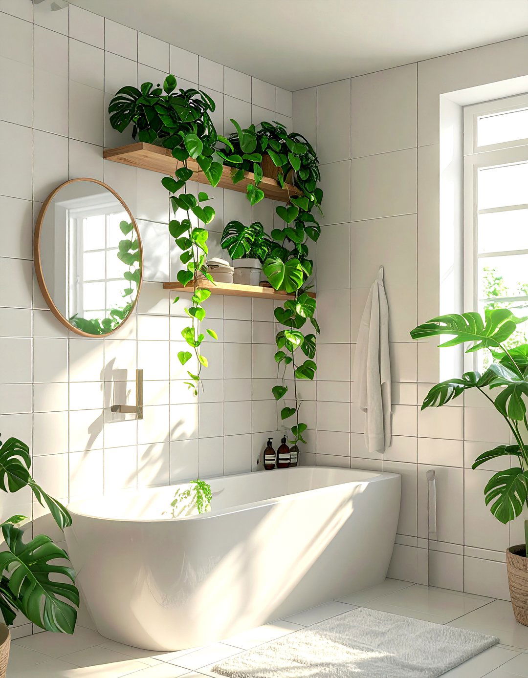 Philodendron bathroom decor - 30 bathroom plant accent ideas