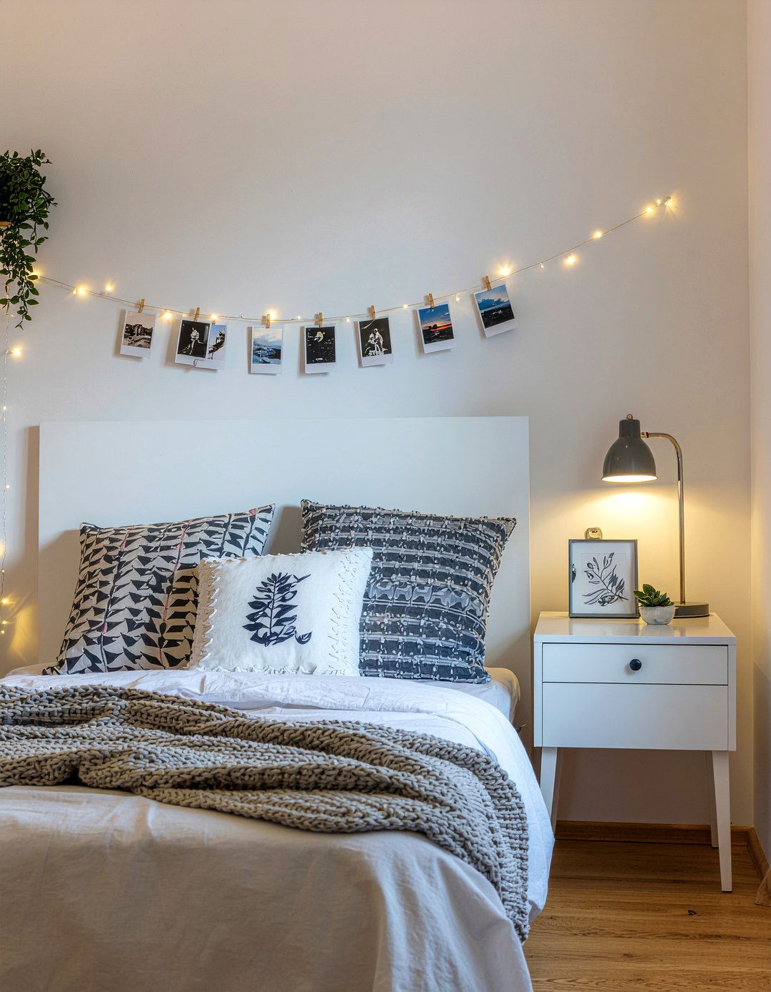 Photo Clip String Lights - 30 bedroom string lights ideas