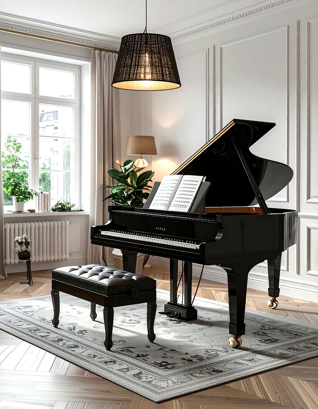 Piano Lamp - 30 living room task lighting ideas