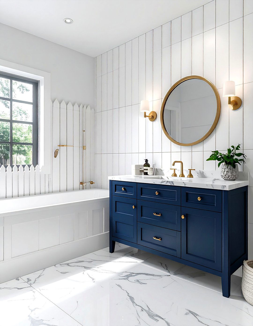 Picket Fence Tile - 30 textured tile bathroom ideas