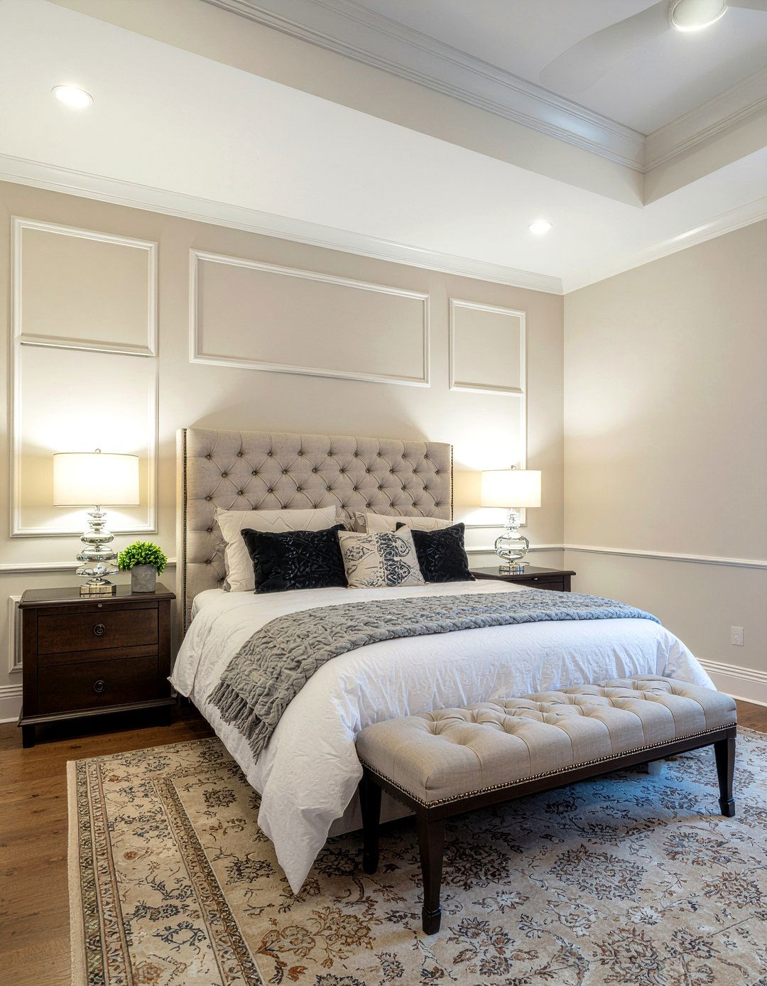 Picture Frame Molding - 30 bedroom feature wall ideas