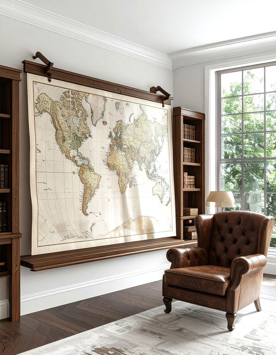 Picture Rail With Vintage Maps - 30 picture rail ideas