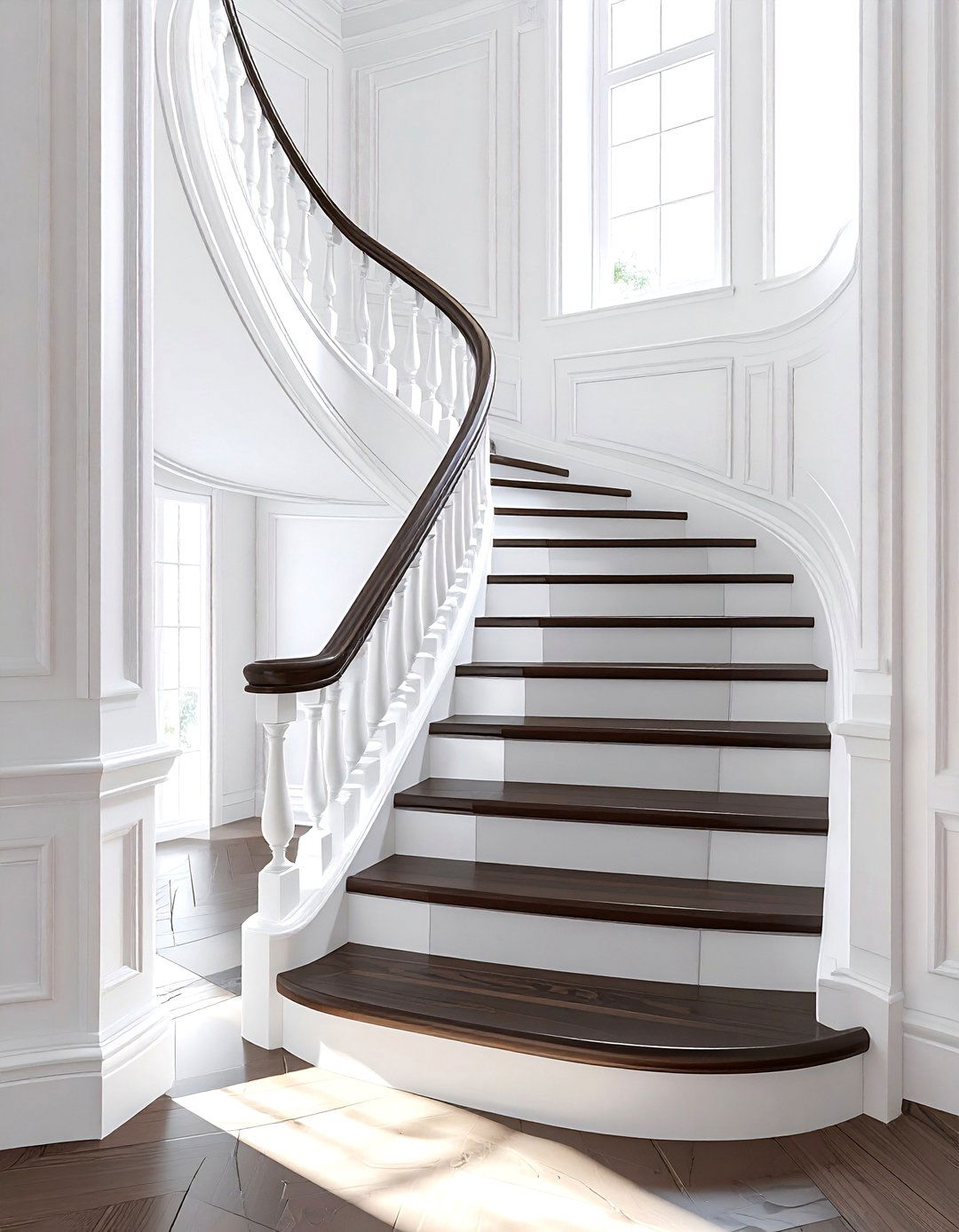 Picture frame molding staircase - 30 molding ideas