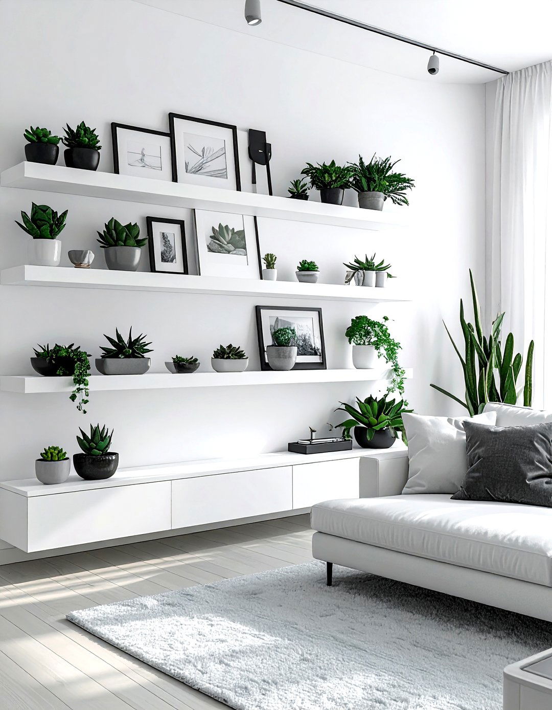 Picture ledge wall display - 30 living room hanging storage ideas